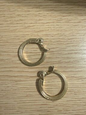 Monet Gold Tone Textured Hoop Earrings